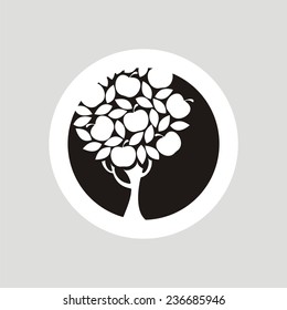 Apple tree icon. Vector silhouette.
