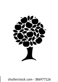 Apple Tree Icon. Vector Silhouette. 