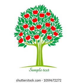 Apple tree isolated on White background. Apple tree icon. Vector illustration
