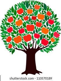 apple tree  isolated on White background. illustration