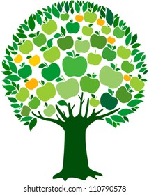 apple tree isolated on White background. Vector illustration