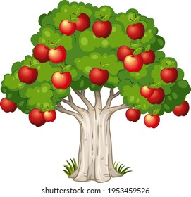 Apfelbaum einzeln auf weißem Hintergrund, Vektorgrafik