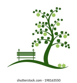 Árbol de manzana aislado en blanco