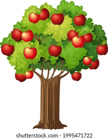 Apple tree isolated on white background illustration