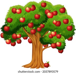 Apfelbaum einzeln auf weißem Hintergrund, Vektorgrafik