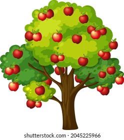 Apple tree isolated on white background illustration