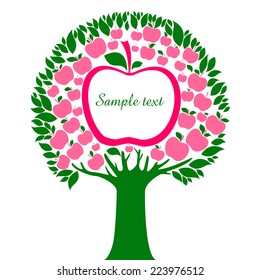 Apple tree isolated on White background. Vector illustration