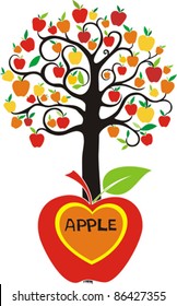apple tree isolated on White background. Vector illustration