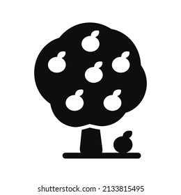 Apple tree isolated vector glyph icon. Graph symbol for agriculture, garden and plants web site and apps design, logo, app, UI