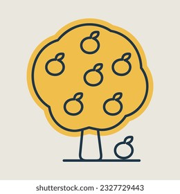 Apple tree isolated vector icon. Graph symbol for agriculture, garden and plants web site and apps design, logo, app, UI