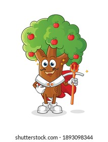 Gran vector del árbol de manzanas. personaje de caricatura