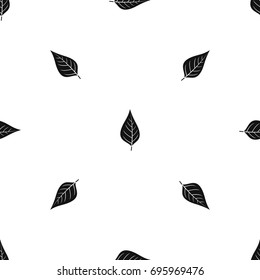 Apple tree leaf pattern repeat seamless in black color for any design. Vector geometric illustration