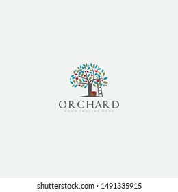 apple tree logo designs with stairs