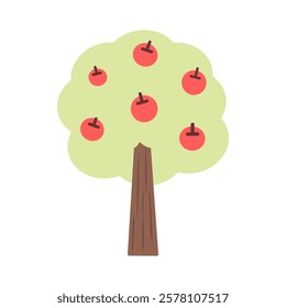 Apple tree. Natural, fresh, harvest concepts. Flat decorative vector design isolated illustration. 