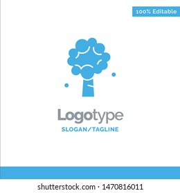  Apple Tree, Nature, Spring Blue Solid Logo Template. Place for Tagline. Vector Icon Template background