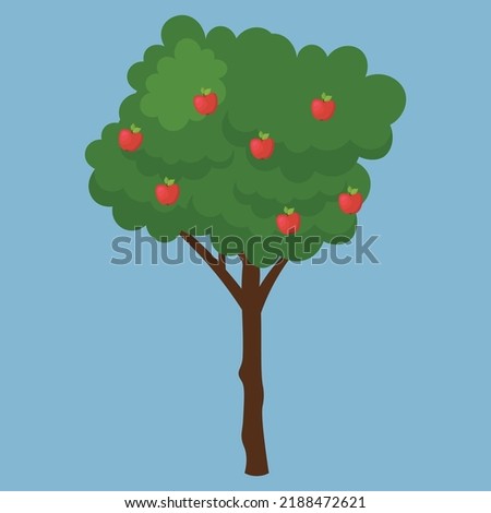 apple tree on blue background
