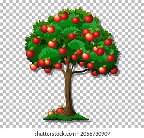 Apple tree on transparent background illustration