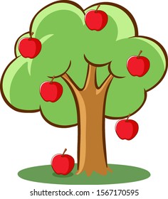 Apple tree on white background illustration