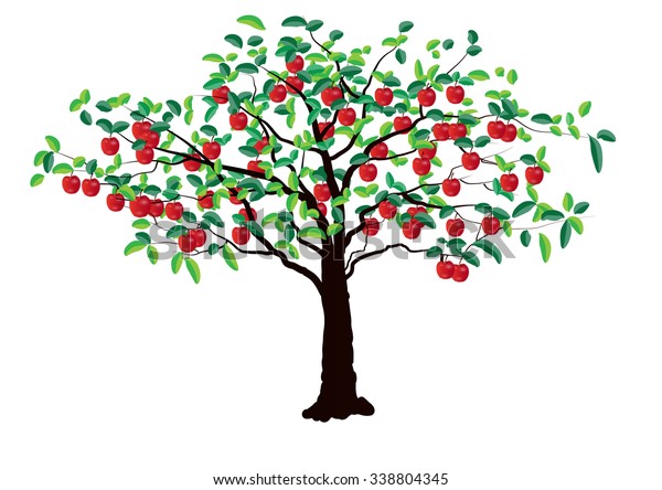 Apple Tree On White Background Vector Stock Vector Royalty Free 338804345