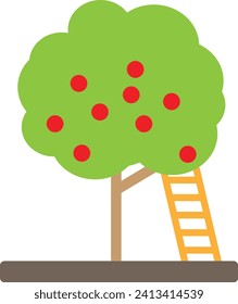 Apple Tree Park Icon Vector Flat Illustration