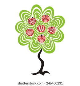 Apple tree pattern vector illustration