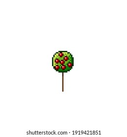 Apple tree pixel art. Vector picture.