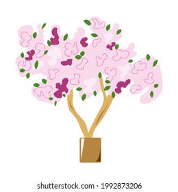Árbol de manzanas en una olla para plantar en el suelo. Semillas. Elemento aislado sobre un fondo blanco.