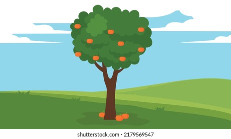 Apple tree with red apples