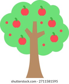 Árbol de manzana con ilustración de fruta roja