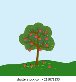 Apple tree with ripe apples