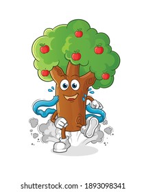 Apple tree runner character. cartoon mascot vector
