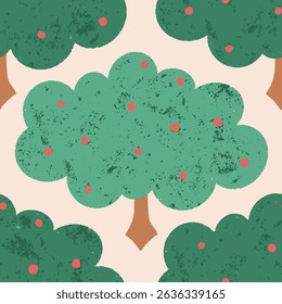 Apple tree seamless vector pattern design