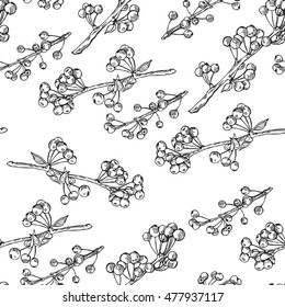 Apple tree seamless vector pattern. Botanical vintage textile or background or wallpaper