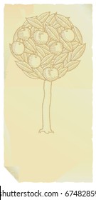 apple tree sepia old paper