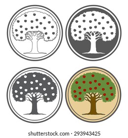 
Apple tree set. Isolated on white background.
