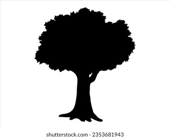 Apple tree silhouette vector art white background