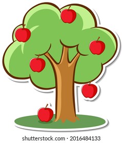 Ein Apfelbaum-Aufkleber auf weißem Hintergrund, Vektorgrafik