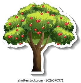 Pegatina de árbol de Apple en ilustración de fondo blanco