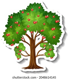 Apple tree sticker on white background illustration