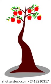 Apple tree in summer in vector illustration