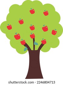 Apple tree in vector colorful drawing