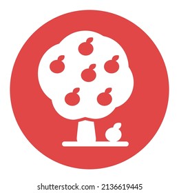 Apple tree vector glyph icon. Graph symbol for agriculture, garden and plants web site and apps design, logo, app, UI