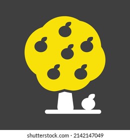 Apple tree vector glyph icon. Graph symbol for agriculture, garden and plants web site and apps design, logo, app, UI