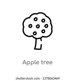 apple tree vector line icon. Simple element illustration. apple tree outline icon from season concept. Can be used for web and mobile