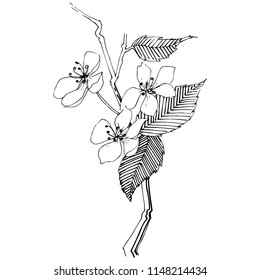 Apple tree in a vector style isolated. Full name of the plant: Apple tree. Vector flower for background, texture, wrapper pattern, frame or border.