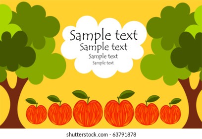 Apple trees orchard background - vector illustration