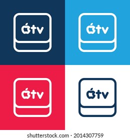 Apple Tv blue and red four color minimal icon set
