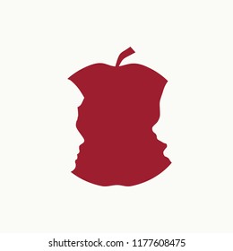 An apple or two face profile view. Optical illusion. Human head make silhouette of fruit