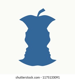 Una manzana o dos hombres vista de perfil de cara. Ilusión óptica. La cabeza humana hace la silueta de la fruta. Siluetas de parientes homosexuales