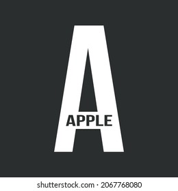Apple typography text on 'A' letter. Typography logo vector design 